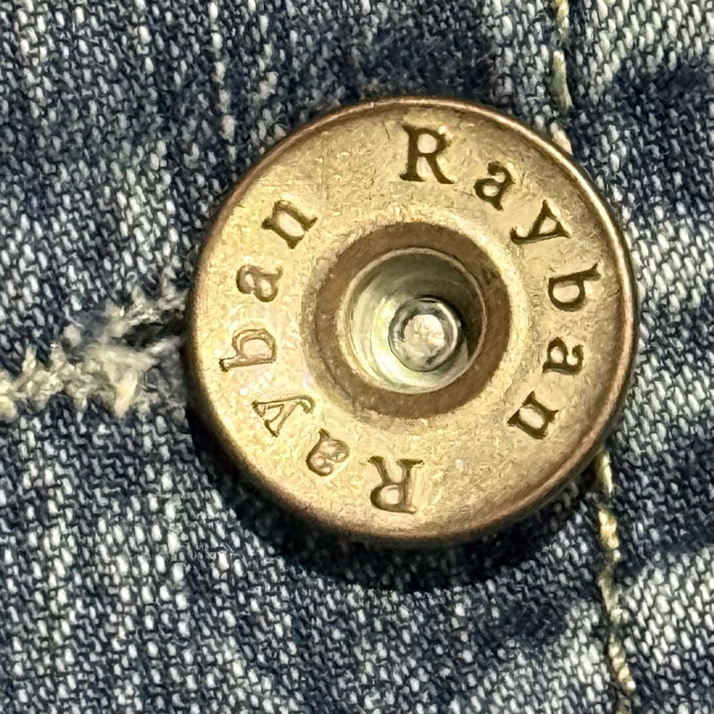 🧥🕺 RAYBAN x LUJ Y2K‎ Blue Denim Jean Jacket | EU Club Scene Sz 4 - Picture 12 of 12